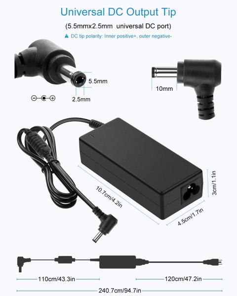 Imagem de Adaptador de fonte de alimentação ALITOVE 19V 3.42A 65W para monitor LCD LED