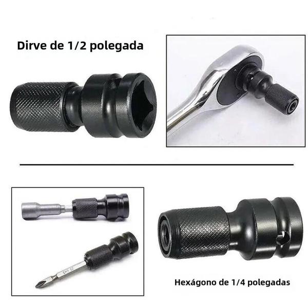 Imagem de Adaptador de Mandril de Broca 1/2" para 1/4" - Haste Hexagonal