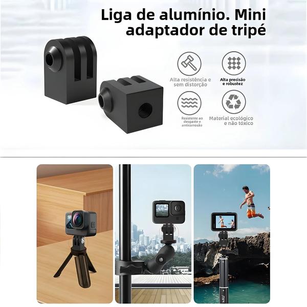 Imagem de Adaptador De Montagem De Tripé GoPro De Liga De Alumínio Monopé De 14 Polegadas Compatível Com Hero