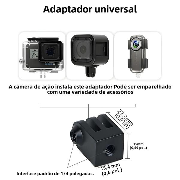 Imagem de Adaptador De Montagem De Tripé GoPro De Liga De Alumínio Monopé De 14 Polegadas Compatível Com Hero