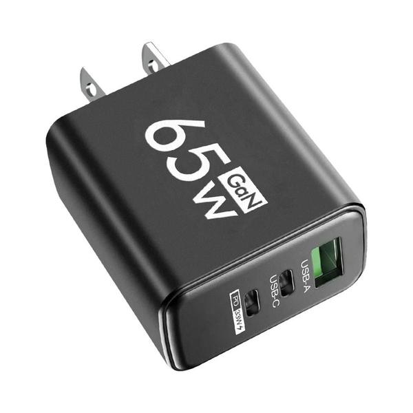 Imagem de Adaptador de Parede 65W GaN USB-C PD - Carregamento Rápido para iPhone 15, Xiaomi 14 e Huawei