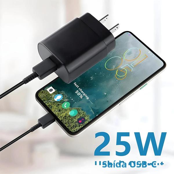Adaptador de Parede USB-C 25W - Carregamento Rápido para Samsung S23, iPhone 15/14 e Xiaomi Imagem de Adaptador de Parede USB-C 25W - Carregamento Rápido para Samsung S23, iPhone 15/14 e Xiaomi