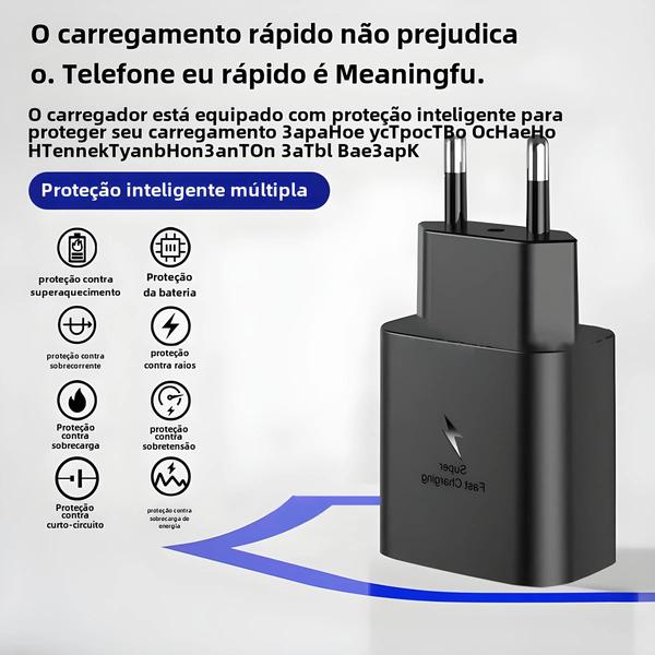 Imagem de Adaptador de Parede USB-C com Carregamento Rápido PD 45W para Samsung Galaxy S22 e S23