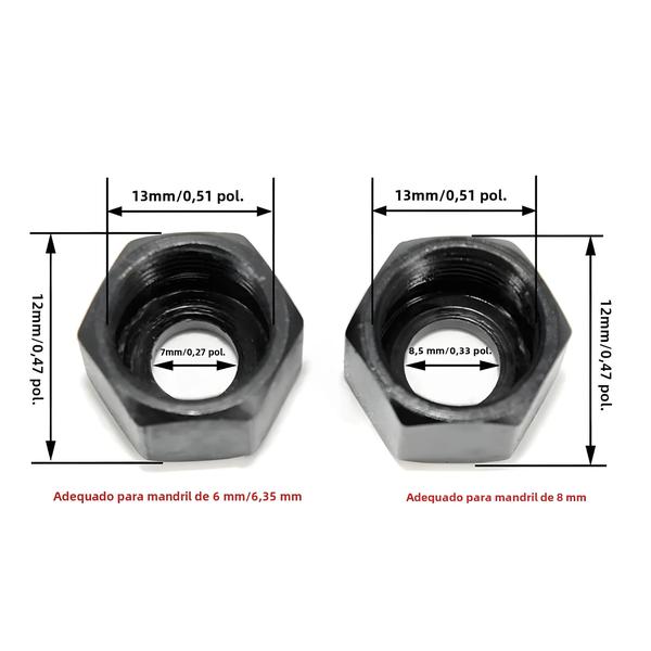 Imagem de Adaptador de Pinça de Fresa (6/12 Peças) - 6/6,35/8mm - Acessórios para Máquina de Corte