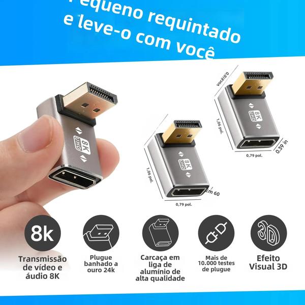 Imagem de Adaptador de Placa Gráfica DP 1.4 8K@60Hz com Curvatura Vertical Banhada a Ouro