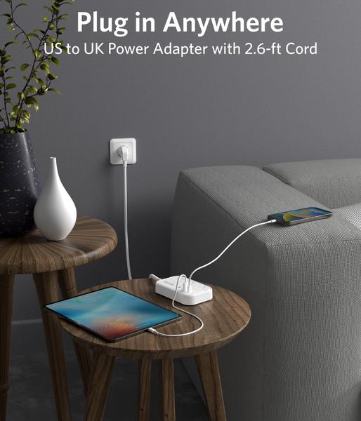 Imagem de Adaptador de plugue de viagem BESTEK da Irlanda para o Reino Unido com USB C 4 USB 3 AC