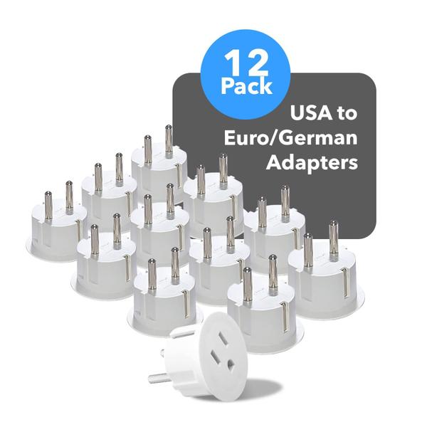 Imagem de Adaptador de plugue OREI American USA para europeu tipo E/F, pacote com 12