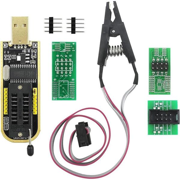 Imagem de Adaptador de Programador USB SOIC8/SOP8 com Clipes de Teste para Chips Flash IC - Módulo CH341A EEPROM