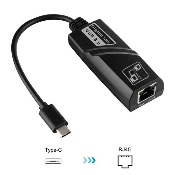 Imagem de Adaptador de Rede Conversor USB 3.1 TYPE-C para RJ45 10/100/1000 Gigabit Ethernet