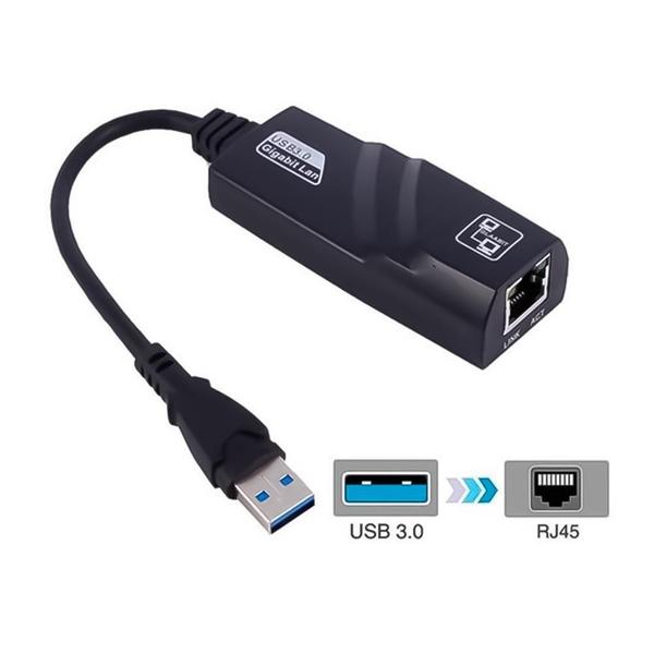 Imagem de Adaptador de rede usb 3.0 macho para rj45 femea 10/100/1000