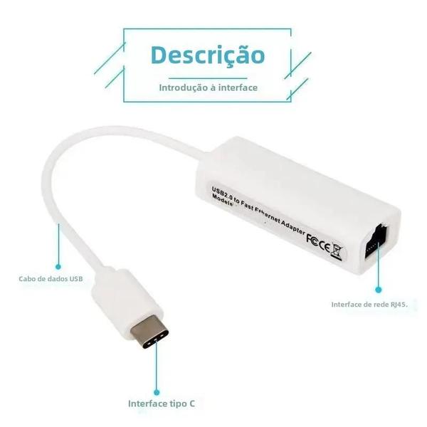 Imagem de Adaptador de Rede USB-C para Laptop e Celular - RJ45 com Drive Free - 2.0