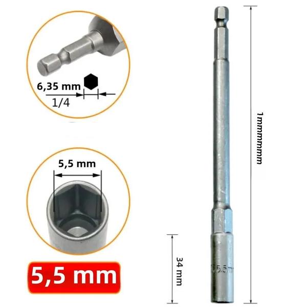 Imagem de Adaptador de Soquete Hexagonal 150mm - Para Brocas de 5,5 a 19mm - Chave Elétrica