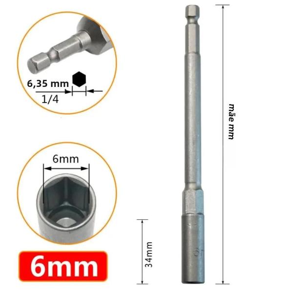 Imagem de Adaptador de Soquete Hexagonal 150mm - Para Brocas de 5,5 a 19mm - Chave Elétrica