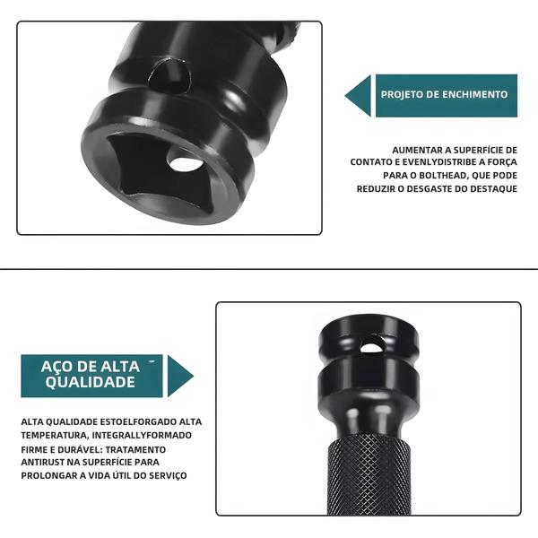 Imagem de Adaptador de Soquete Universal 1/2" para 1/4" - Conversor de Torque para Catraca