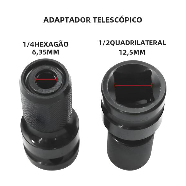 Imagem de Adaptador de Soquete Universal 1/2" para 1/4" - Conversor de Torque para Catraca