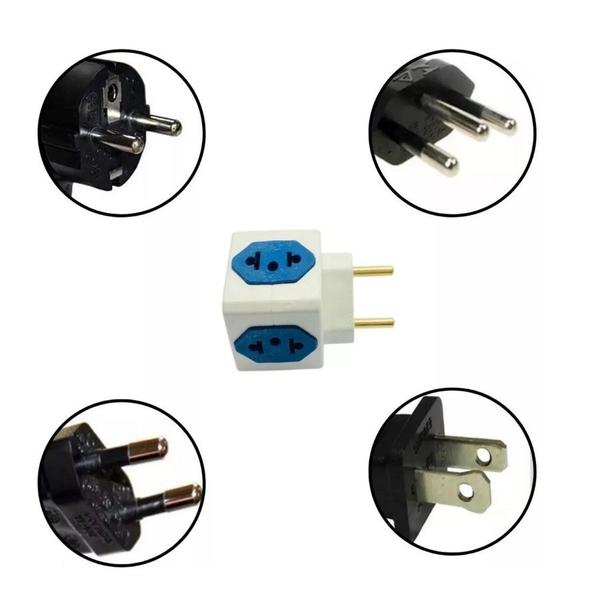 Imagem de Adaptador de Tomada Cubo Colorido 4 Entradas Universal Bivolt 10A e 20A