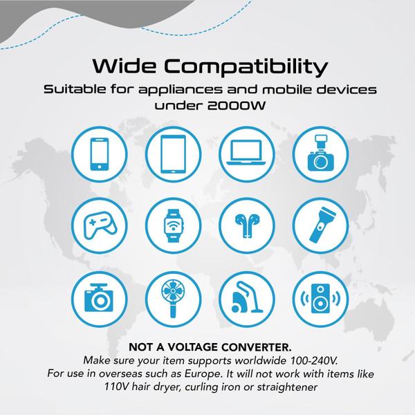 Imagem de Adaptador de tomada de alimentação Ceptics World Travel 2 portas USB 5V