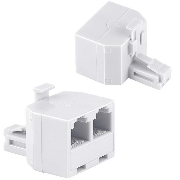 Imagem de Adaptador de tomada de parede duplex Uvital RJ11 1 a 2 branco (pacote com 2)