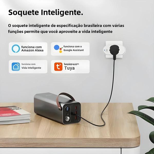 Imagem de Adaptador de Tomada Inteligente Wi-Fi/Zigbee 16A/20A - Compatível com Smart Life, Alexa e Google Home