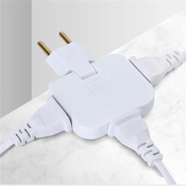 Imagem de Adaptador de Tomada Rotativo 3 em 1 com Plugue UE - Extensão com Mini Tomada USB