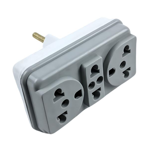 Imagem de Adaptador de Tomada T 2 Pinos 3 Saidas 10A/20A 250V Para Comodos com Poucas Tomadas Disponiveis