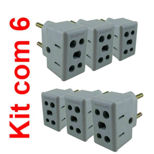 Imagem de Adaptador de tomadas Universal 10A e 20A Kit 6 un