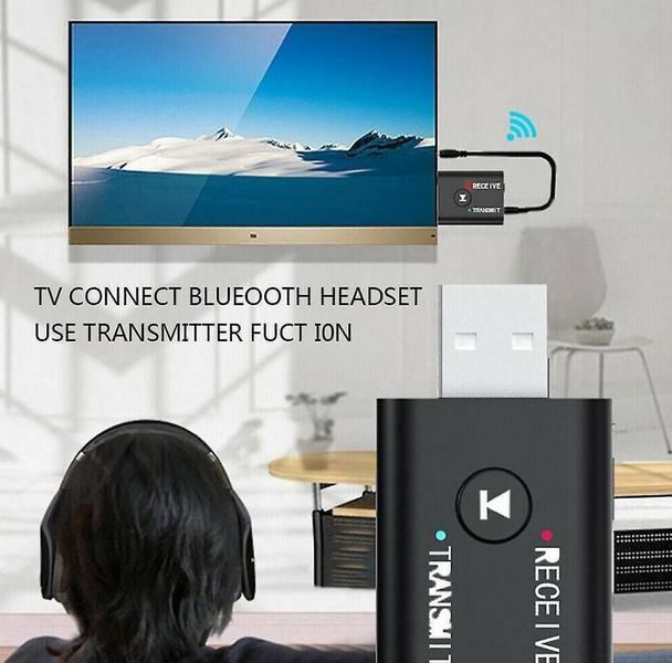 Imagem de Adaptador de transmissor-receptor de áudio usb bluetooth 5.0 3,5 mm para tv pc carro aux us