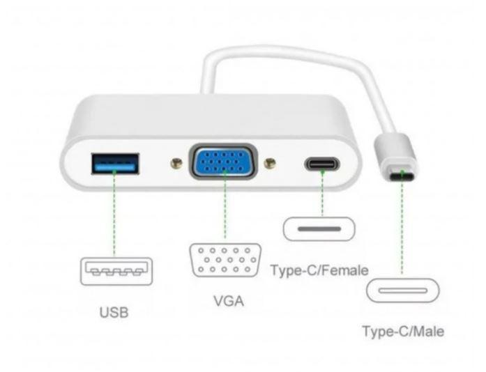 Imagem de Adaptador De Type-C Para Vga/ Type-C 3X Usb 3.0