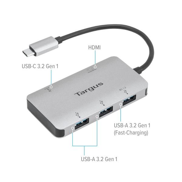 Imagem de Adaptador de Vídeo Targus Multi-Port USB-C 4K HDMI c/Leitor de Cartão 100W PD Pass-Thru ACA958USZ