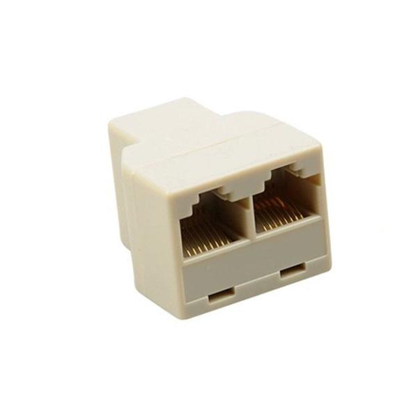 Imagem de Adaptador Divisor RJ45 1x2 - Conector Ethernet CAT5/6 Dual Female