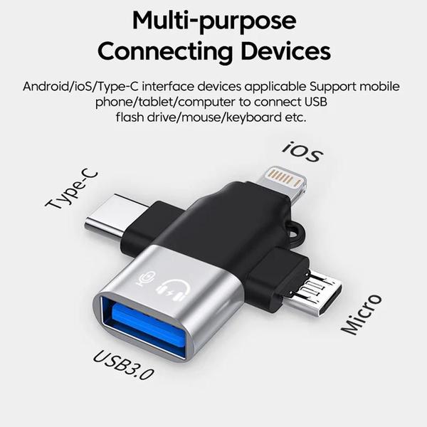 Imagem de Adaptador do otg 3 em 1 Lightning/Mirco/Adaptador tipo C i Phone Android