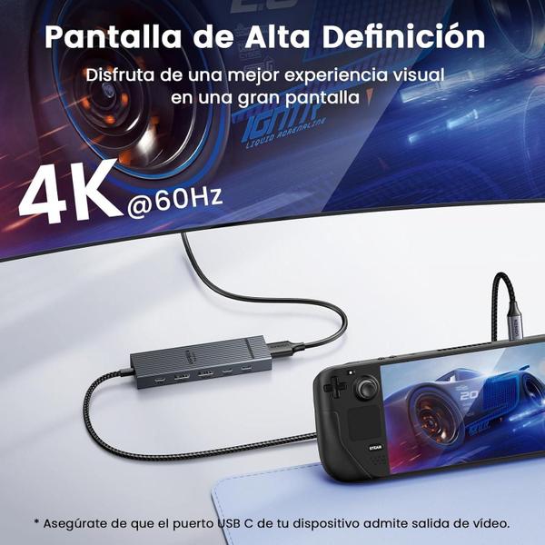 Imagem de Adaptador Docking Hub Usb C Usb-A 3.2 10 Gbps - Cinza Escuro