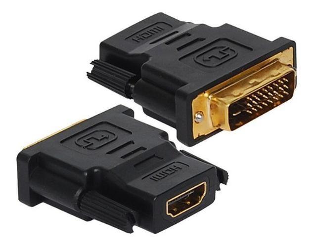 Imagem de Adaptador Dvi-D Macho 24+1 X Hdmi Femea Contatos Dourados