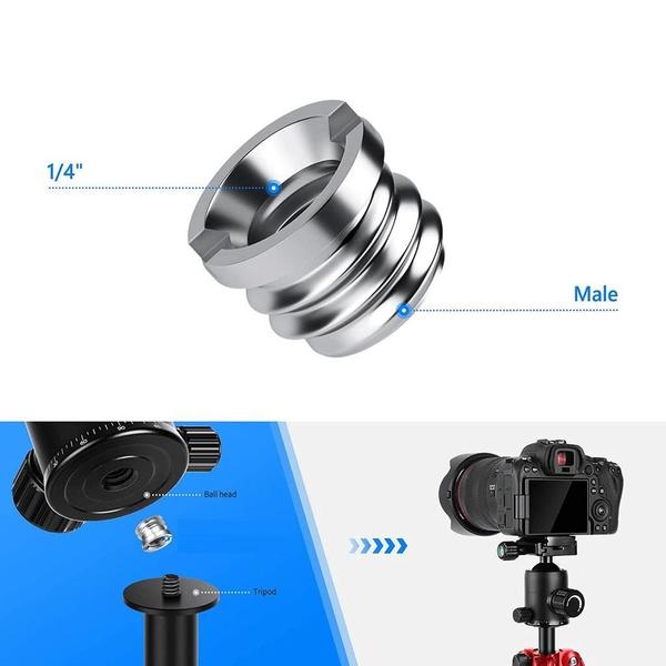 Imagem de Adaptador E Bucha Redutora 1/4' 3/8' Tripés, Monopés E