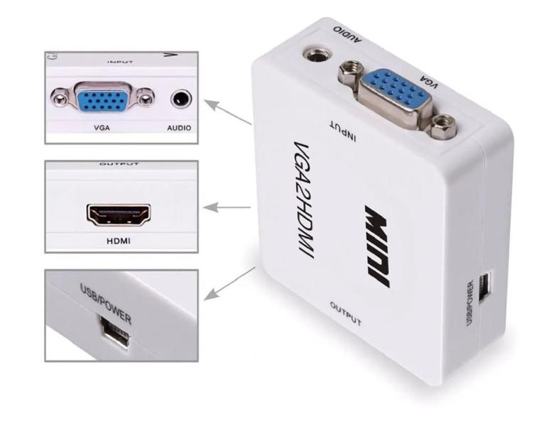 Imagem de Adaptador e conversor VGA para HDMI Full HD 1080P