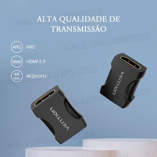 Imagem de Adaptador Emenda de cabo HDMI 4k 60Hz Fêmea X Fêmea Vention