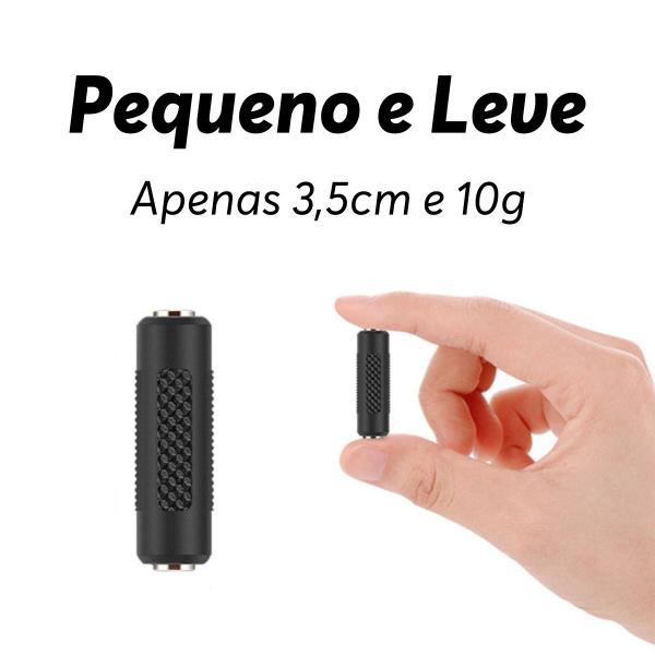 Imagem de Adaptador Emenda P2 3,5mm Fêmea Alongar Cabo Prolongador Junção Fone de Ouvido Cabo Auxiliar