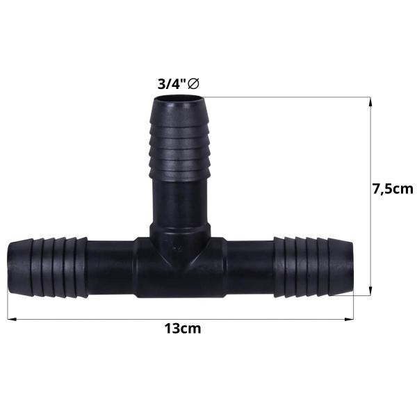 Imagem de Adaptador Espigão Triplo Tê Rosca Externa 3/4 Mangueira 05Un
