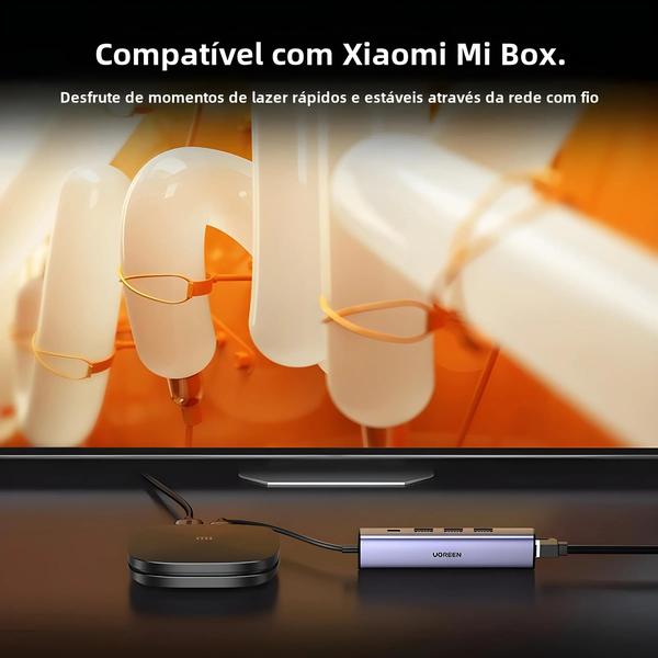 Imagem de Adaptador Ethernet USB 3.0 1000/100 Mbps com Hub RJ45 - para Laptop, PC, Xiaomi Mi Box e Macbook