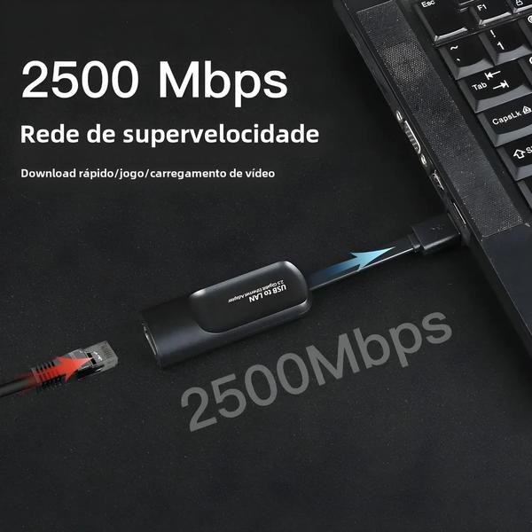 Imagem de Adaptador Ethernet USB 3.0 de Alta Velocidade (2500Mbps) - RJ45 para PC