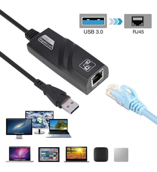 Imagem de Adaptador Ethernet Usb 3.0 Lan Rj45 Gigabit 10/100/1000Mbps