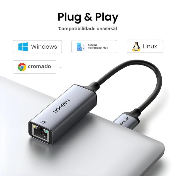 Imagem de Adaptador Ethernet USB 3.0 - Placa de Rede para PC, Windows 10, Xiaomi Mi Box, Nintendo Switch e mais