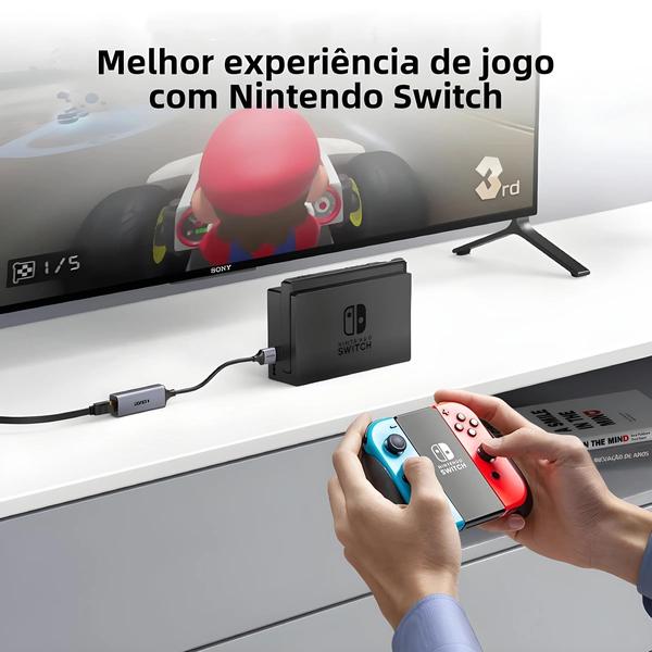 Imagem de Adaptador Ethernet USB 3.0 - Placa de Rede para PC, Windows 10, Xiaomi Mi Box, Nintendo Switch e mais