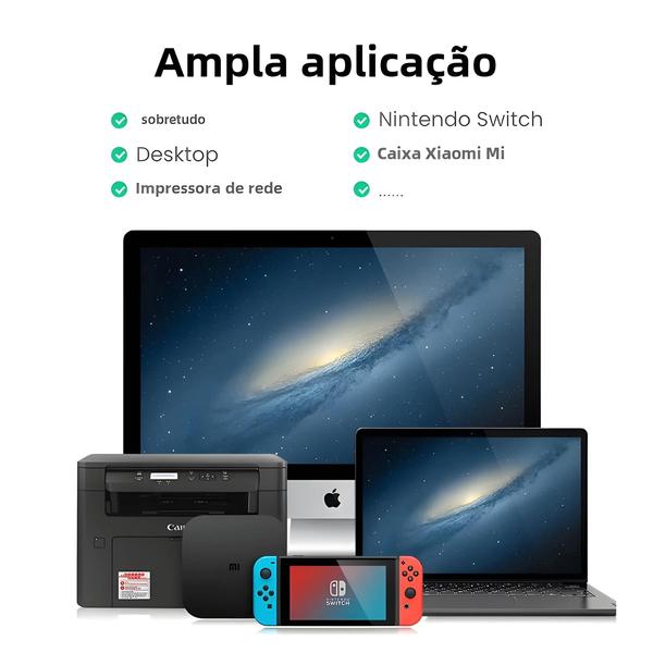 Imagem de Adaptador Ethernet USB 3.0 - Placa de Rede para PC, Windows 10, Xiaomi Mi Box, Nintendo Switch e mais