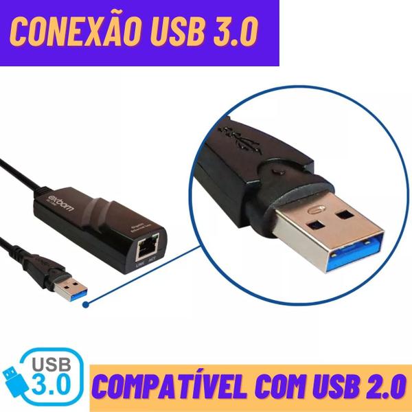 Imagem de Adaptador Ethernet Usb 3.0 Rj45 Rd Gigabit Adaptador De Rede