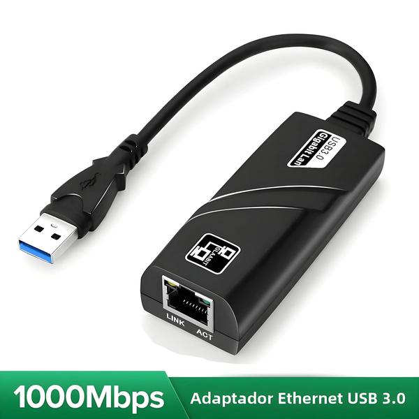 Imagem de Adaptador Ethernet USB 3.0/Type-C - 10/100/1000Mbps - RJ45 para PC, Macbook e Laptop