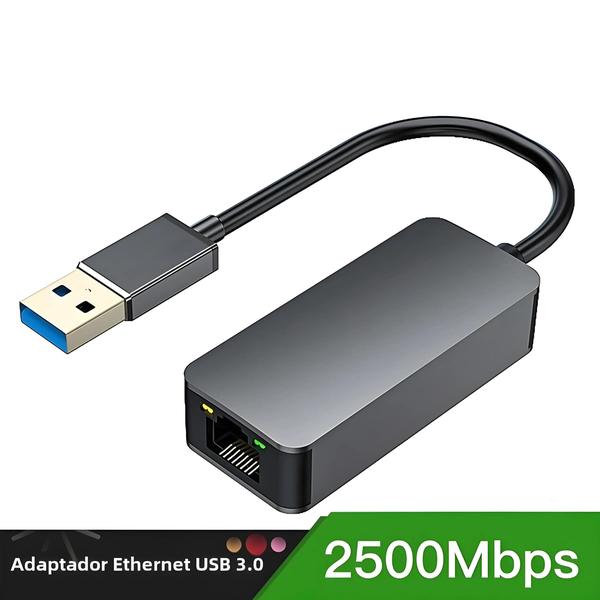 Imagem de Adaptador Ethernet USB-C 2.5G - 2500Mbps, RJ45, Hub USB 3.0 para Windows/Mac