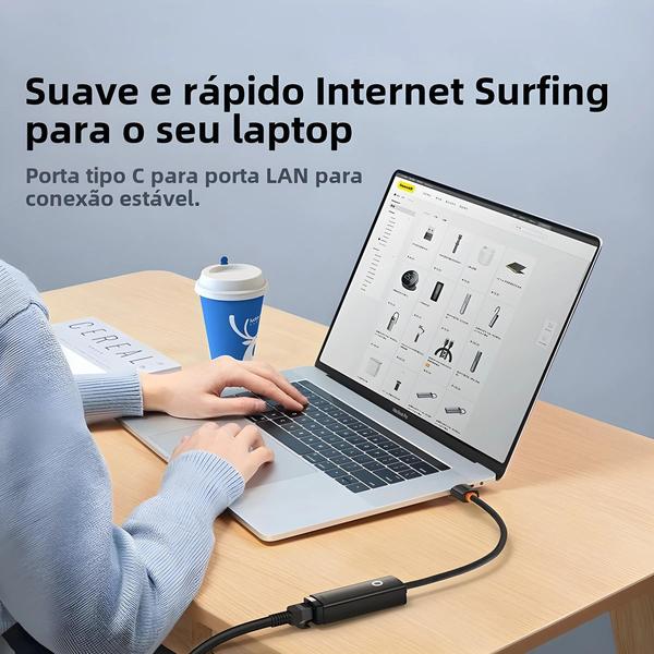 Imagem de Adaptador Ethernet USB-C para Macbook, Xiaomi Mi TV Box S e outros - RJ45