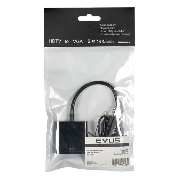 Imagem de Adaptador Evus C-091 Hdmi Macho Para Vga Femea