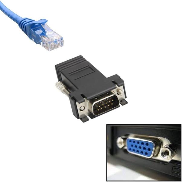 Imagem de Adaptador Extensão Cabo Longo VGA Usando Cabo de Rede RJ45